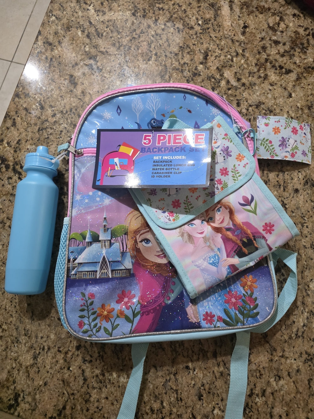 Disney Frozen Kids 5-Piece Backpack Set - Blue / Pink